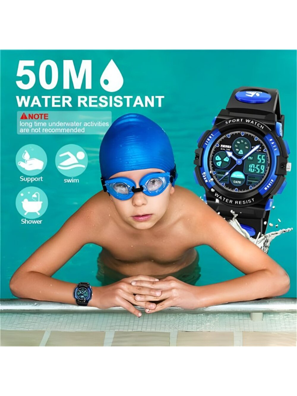 LED Multi Function Waterproof Watch for Kids - Picture 5 of 7